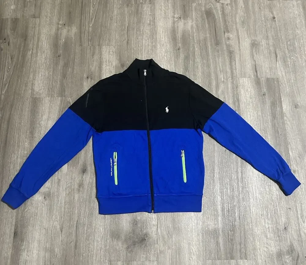 Polo Ralph Lauren Jacket Mens S Blue Black Outdoor Sweater Hiking Performance